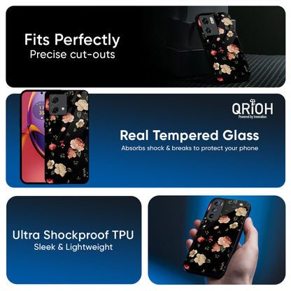 Black Spring Floral Glass Case for Motorola Edge 70 Pro 5G
