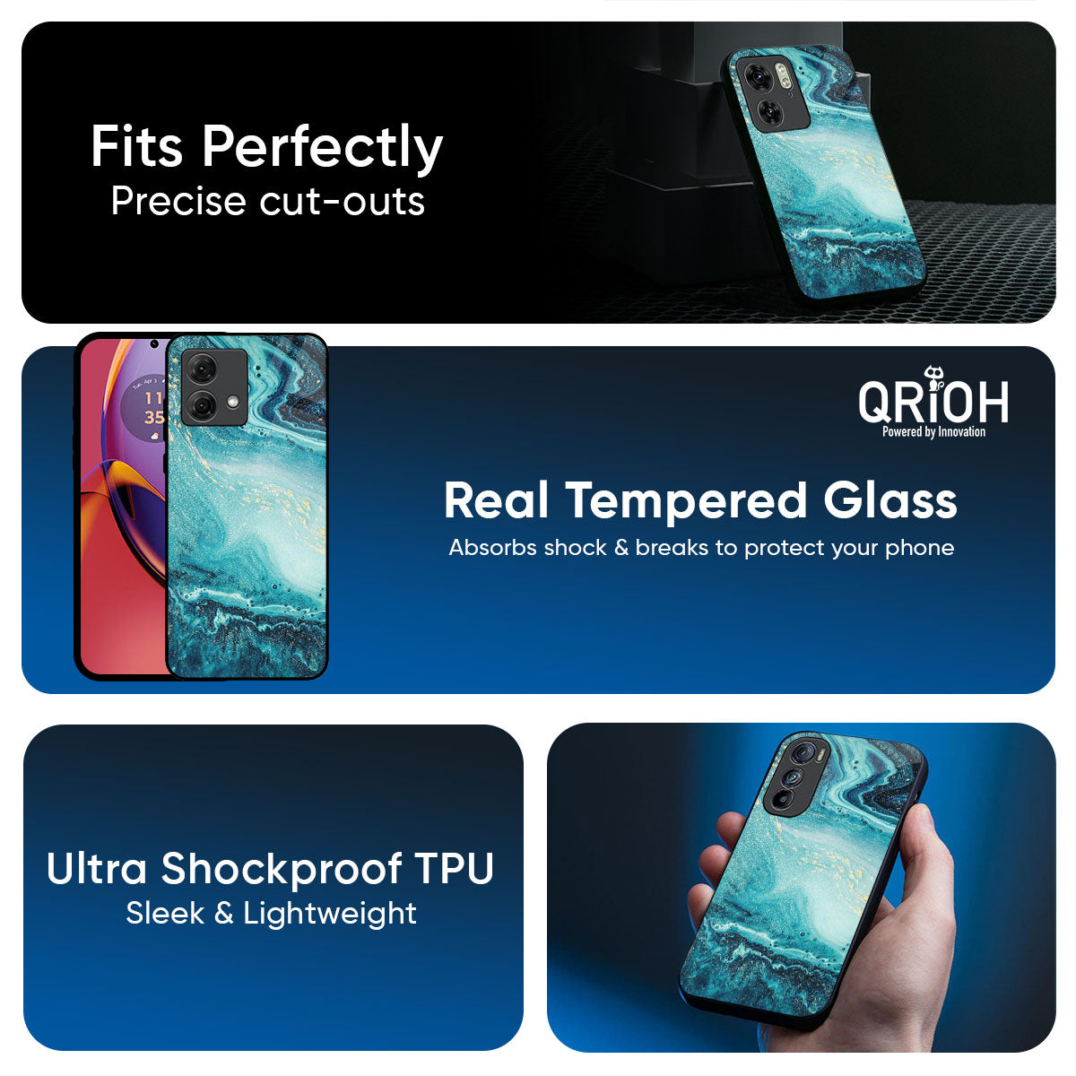 Sea Water Glass Case for Motorola Edge G67 Power