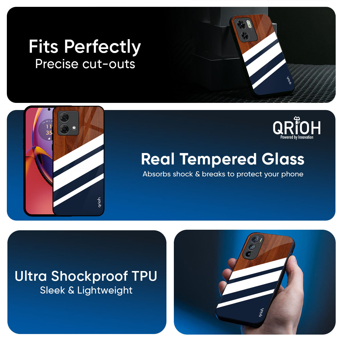 Bold Stripes Glass Case for Motorola Edge G57 Power