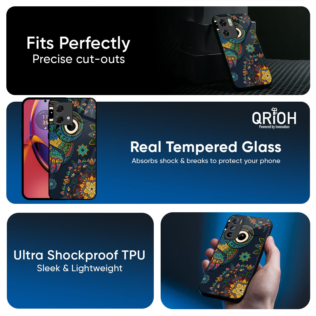 Owl Art Glass Case for Motorola Edge 70 5G