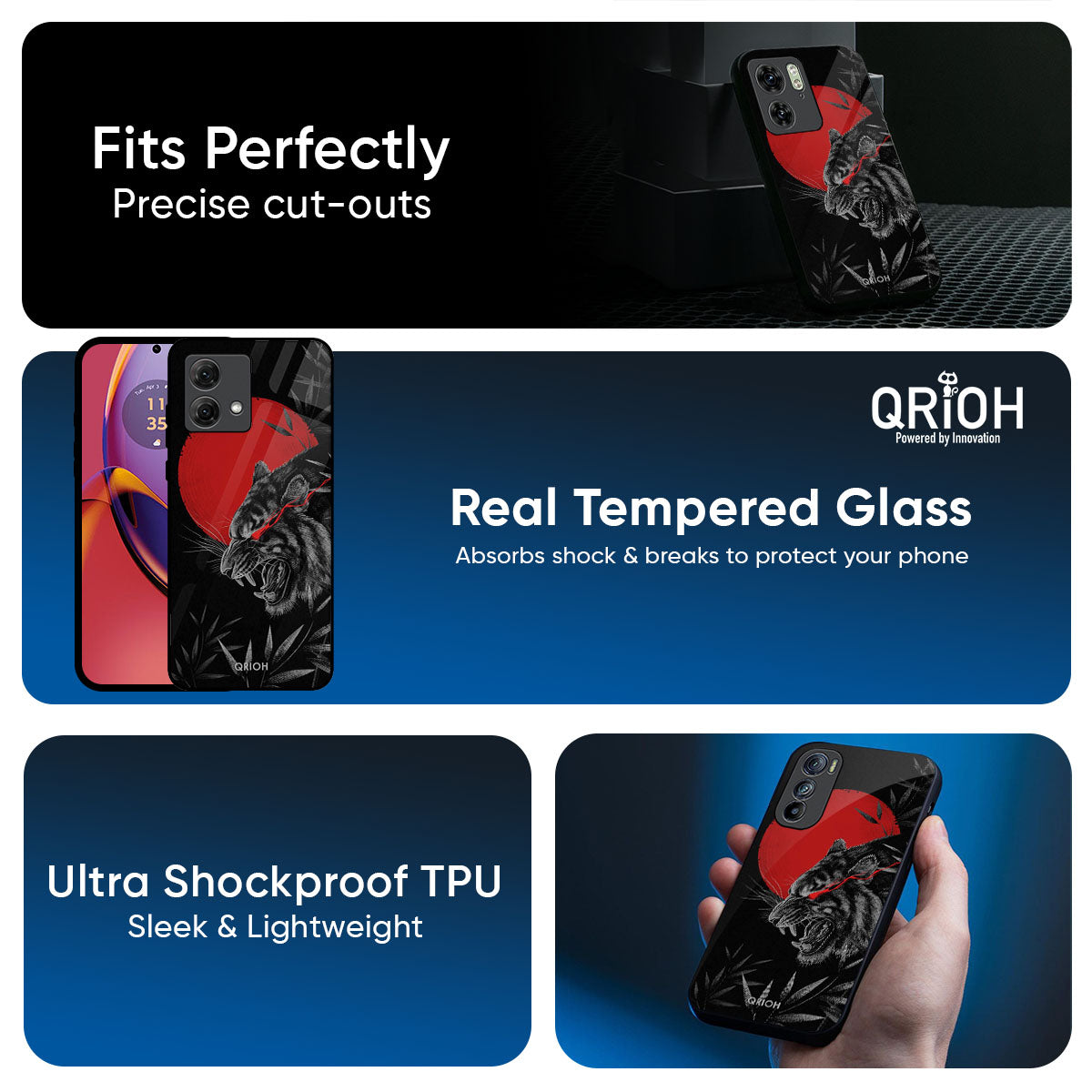 Red Moon Tiger Glass Case for Motorola G05