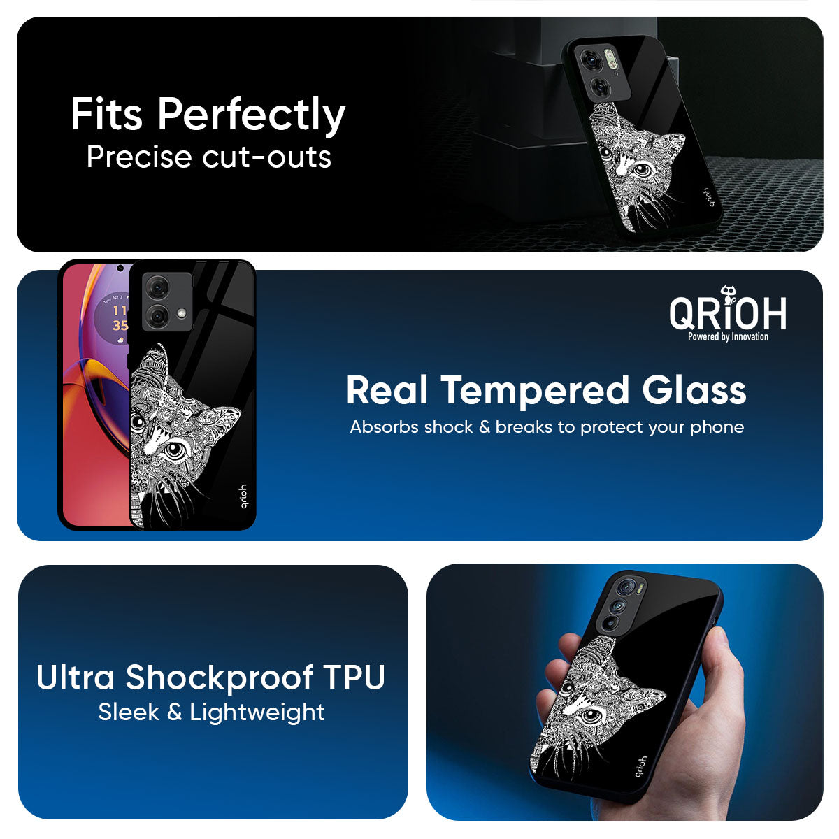 Kitten Mandala Glass Case for Motorola Edge 60 Pro