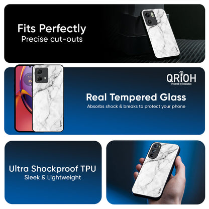 Modern White Marble Glass Case for Motorola Edge 70 5G