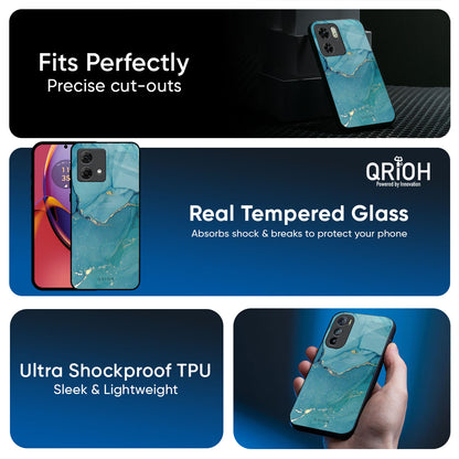 Blue Golden Glitter Glass Case for Motorola Edge 70 Pro 5G