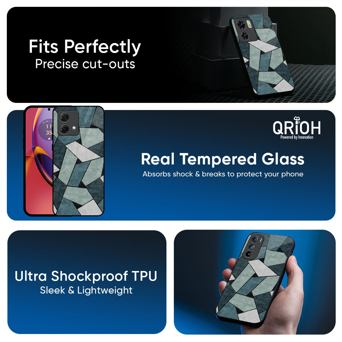 Abstact Tiles Glass Case for Motorola Edge 70 Pro 5G