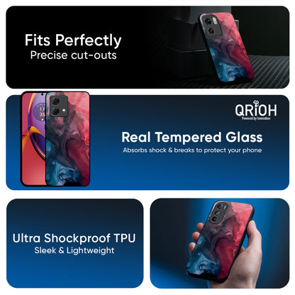 Blue & Red Smoke Glass Case for Motorola Edge G67 Power