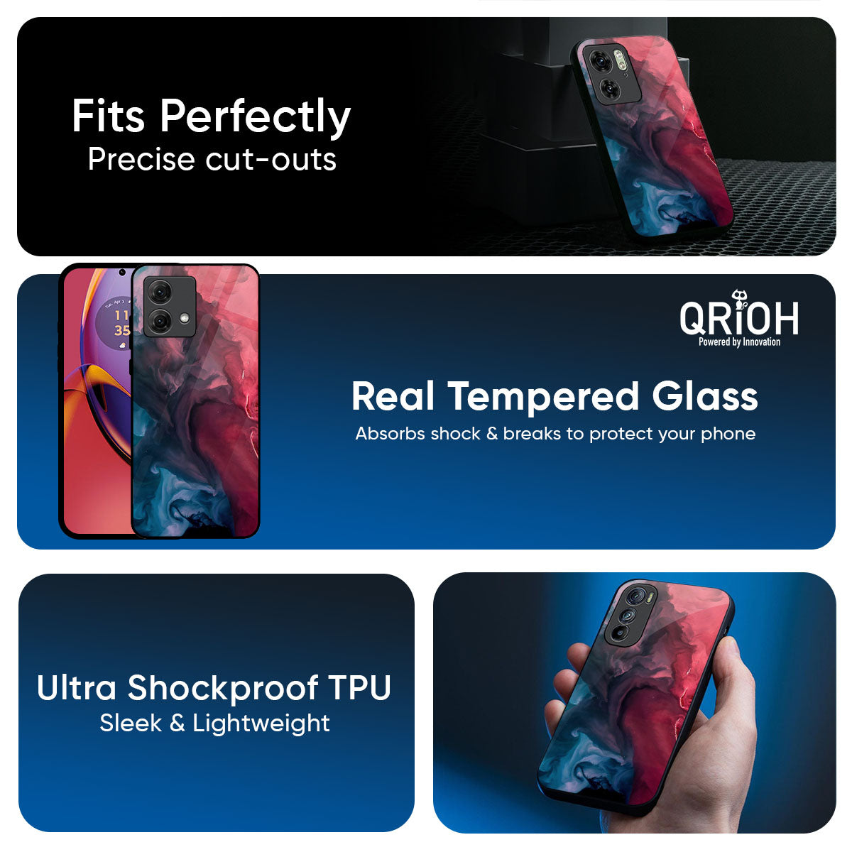 Blue & Red Smoke Glass Case for Motorola Edge 70 Pro 5G