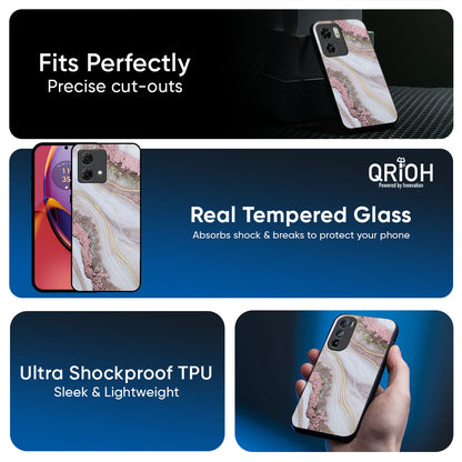Pink & Gold Gllitter Marble Glass Case for Motorola Edge 60 Fusion 5G