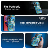Turquoise Geometrical Marble Glass Case for Motorola Edge 70 Pro 5G