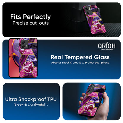 Electroplated Geometric Marble Glass Case for Motorola Edge 60 Pro