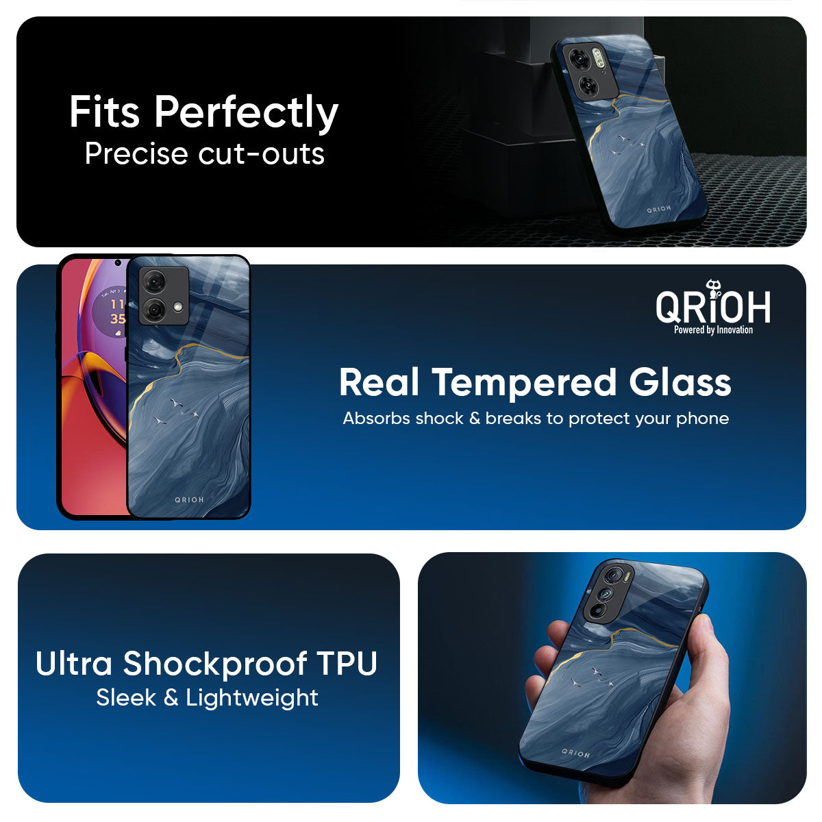 Deep Ocean Marble Glass Case for Motorola Edge 60 Fusion 5G