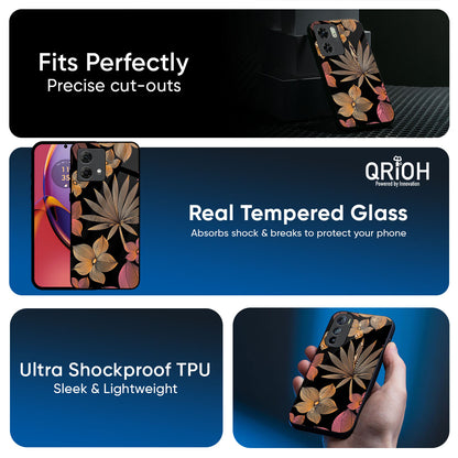 Lines Pattern Flowers Glass Case for Motorola Edge 70 5G