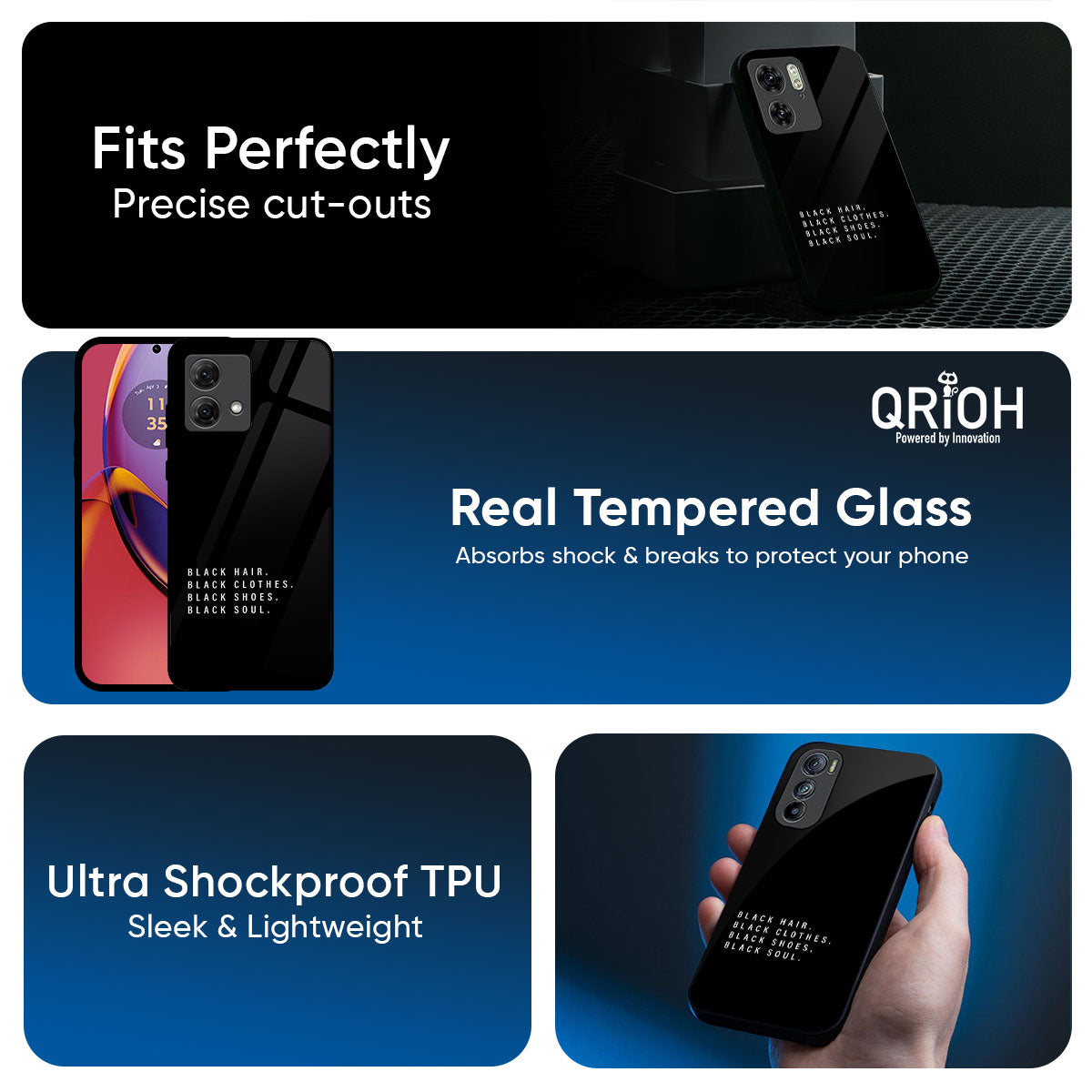 Black Soul Glass Case for Motorola G75 5G
