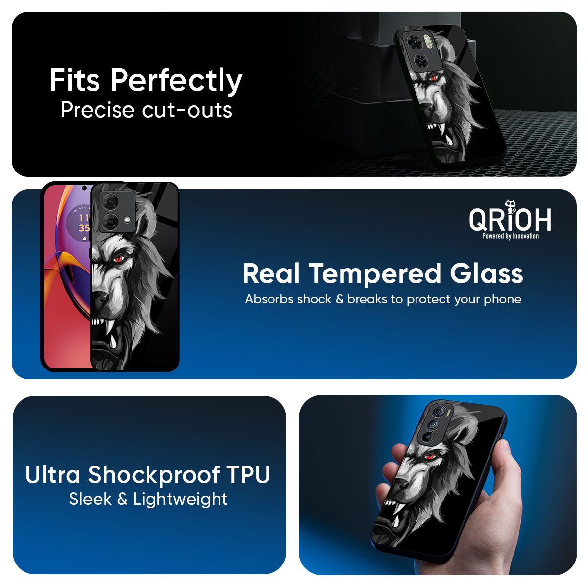 Wild Lion Glass Case for Motorola Edge 50 Fusion 5G
