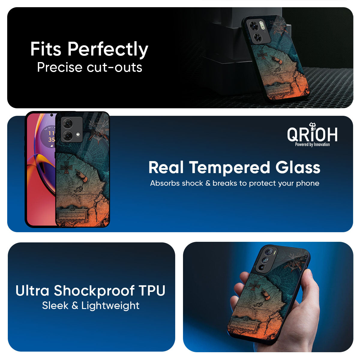 Geographical Map Glass Case for Motorola Edge 70 Pro 5G