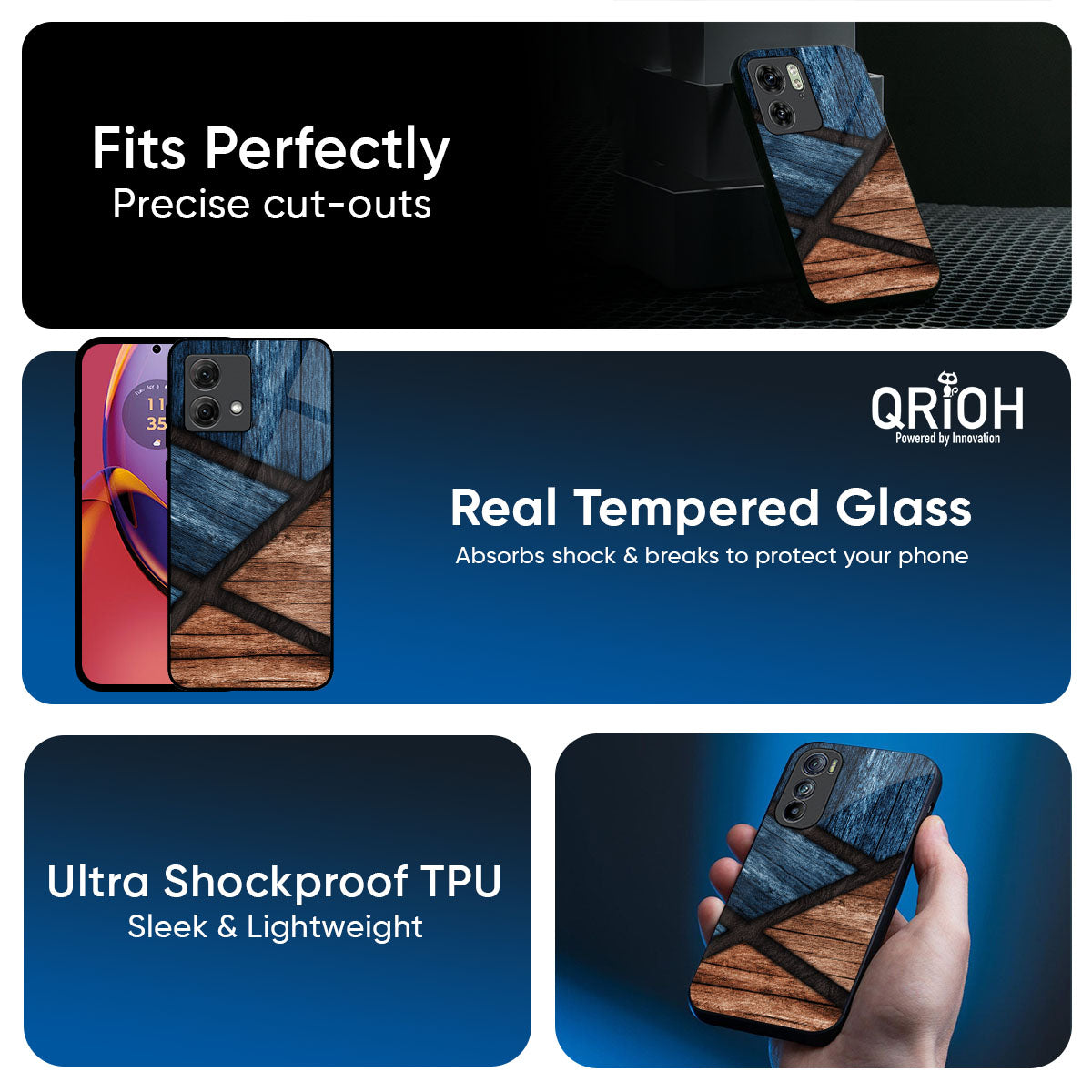 Wooden Tiles Glass Case for Motorola Edge 70 Pro 5G