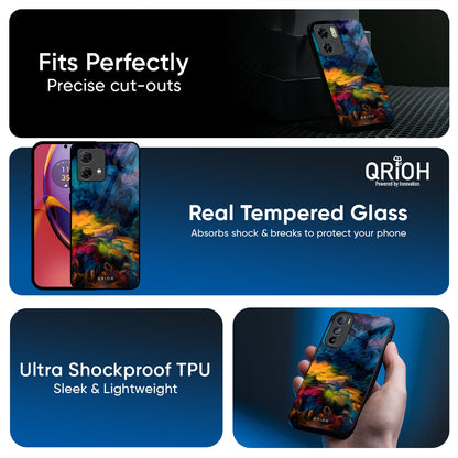 Multicolor Oil Painting Glass Case for Motorola G75 5G