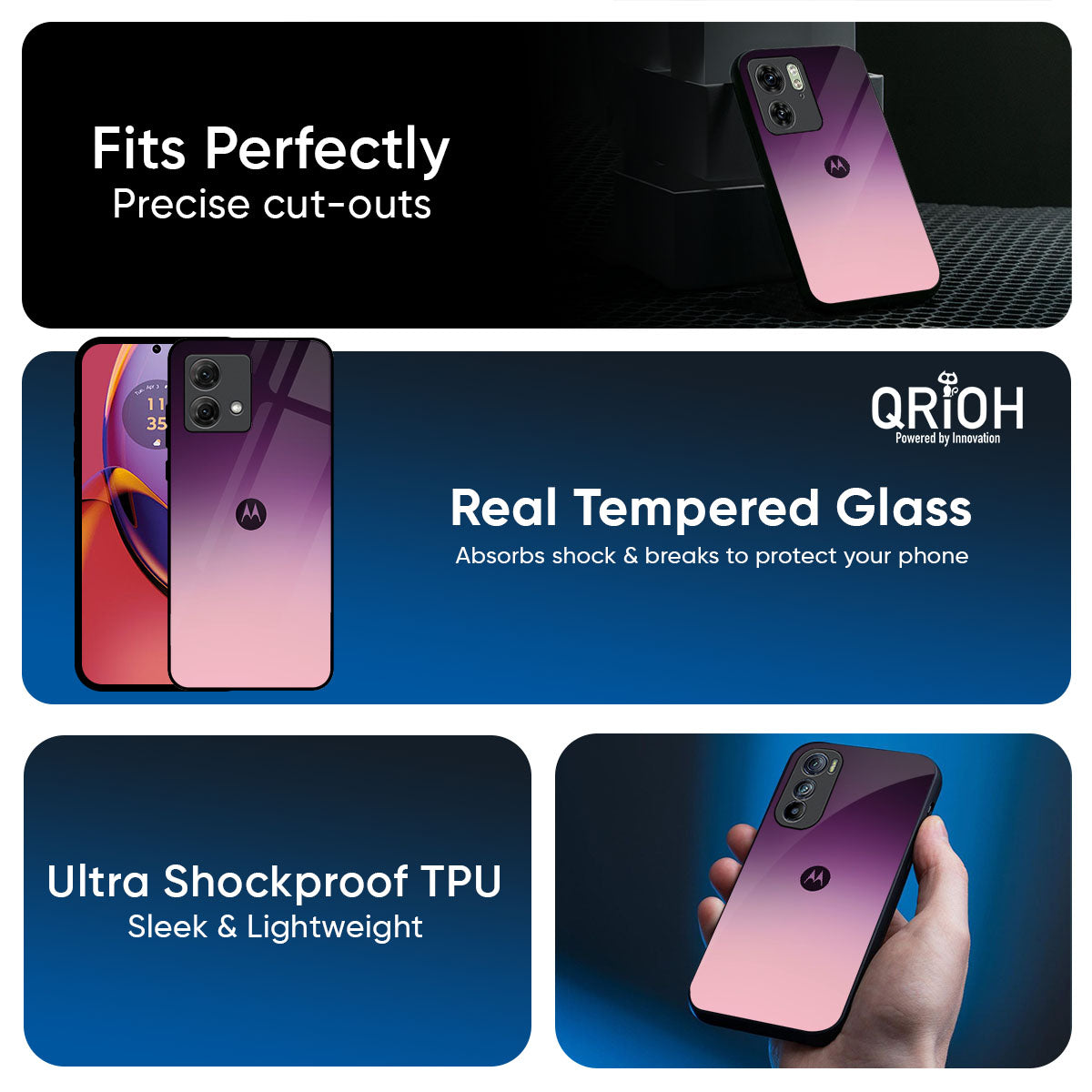 Purple Gradient Glass case for Motorola Edge 60 Pro