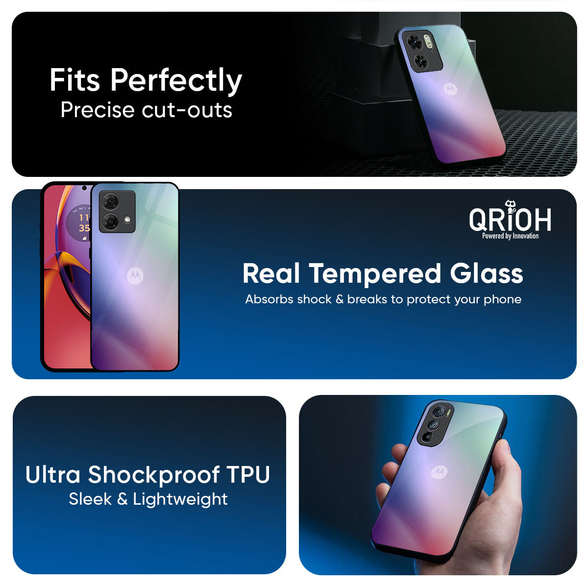 Abstract Holographic Glass Case for Motorola Edge G57 Power