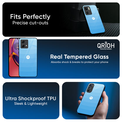 Wavy Blue Pattern Glass Case for Motorola Edge G57 Power