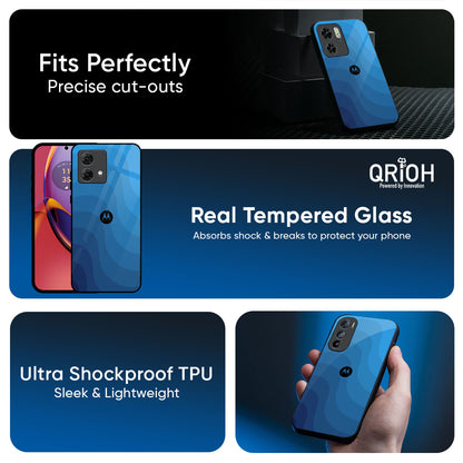 Blue Wave Abstract Glass Case for Motorola Edge 70 5G