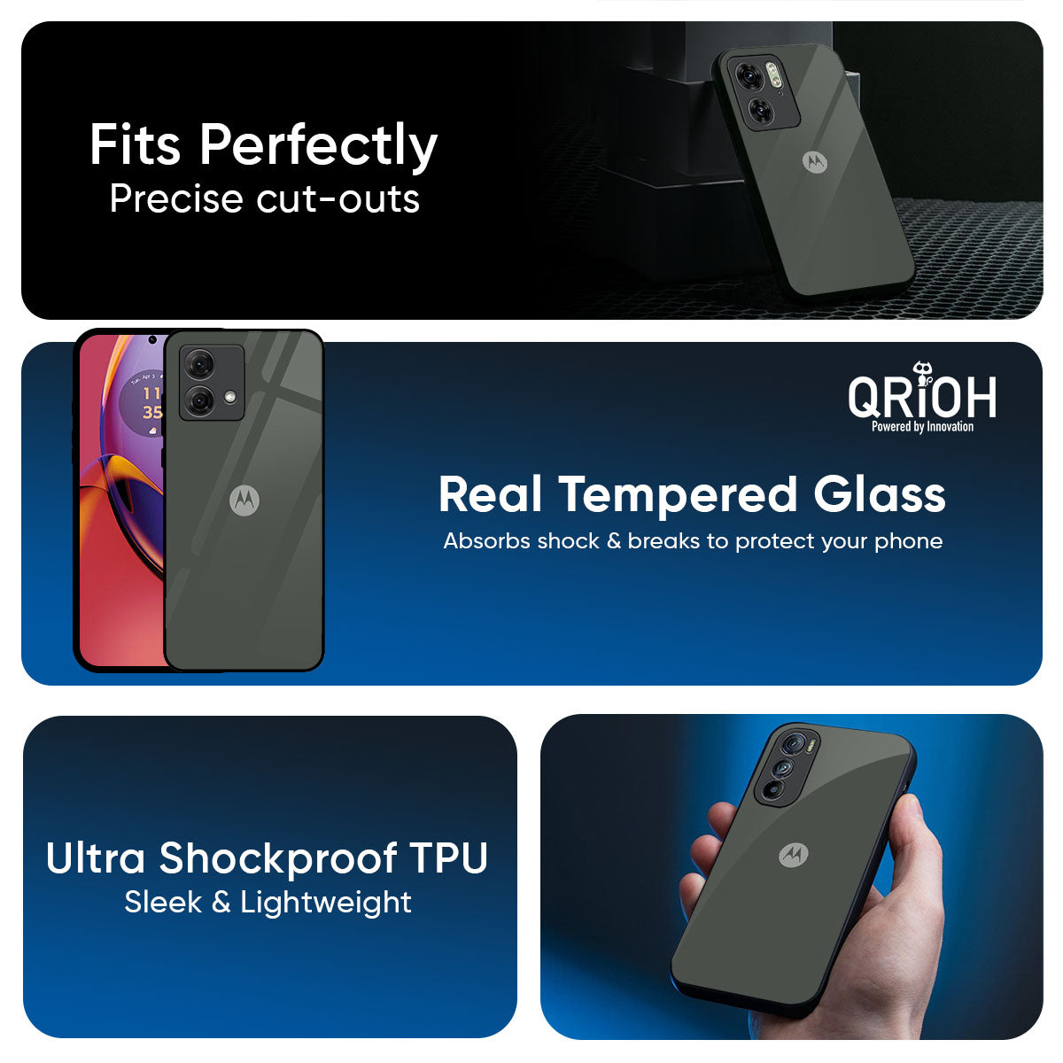 Charcoal Glass Case for Motorola Edge 70 Fusion 5G