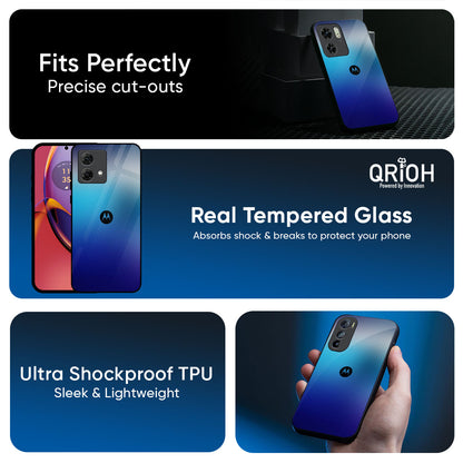 Blue Rhombus Pattern Glass Case for Motorola Edge G57 Power