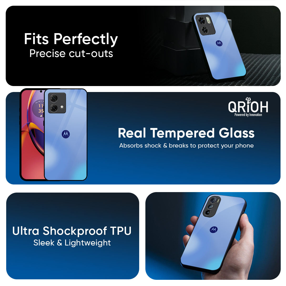 Vibrant Blue Texture Glass Case for Motorola Edge 70 Fusion 5G