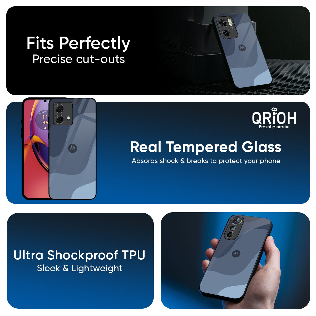 Navy Blue Ombre Glass Case for Motorola Edge 70 Fusion 5G