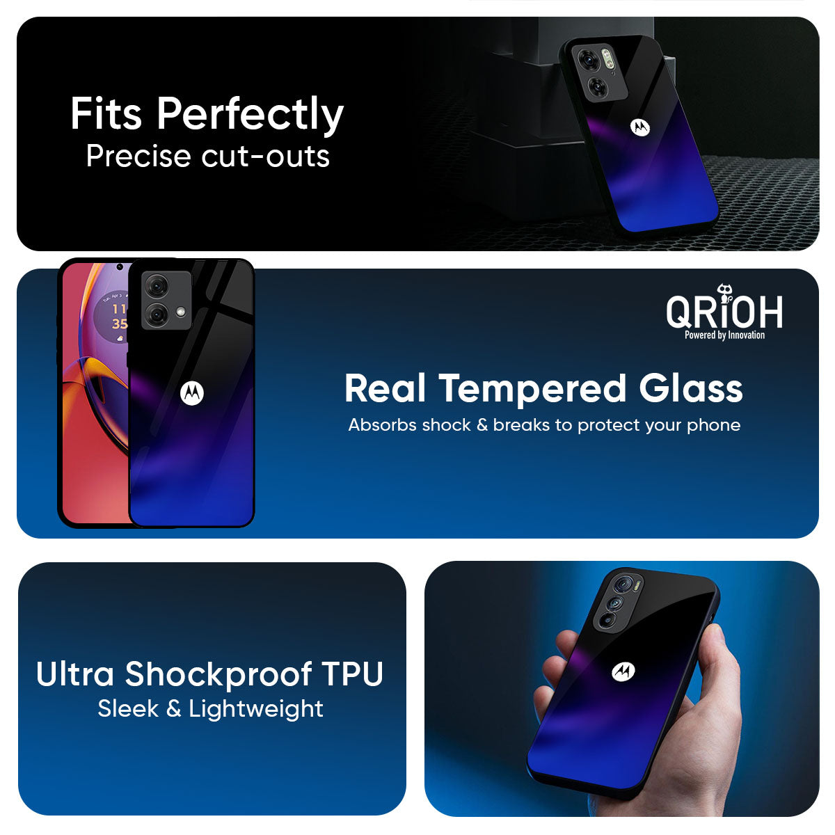 Black Onyx Glass Case for Motorola Edge 70 5G