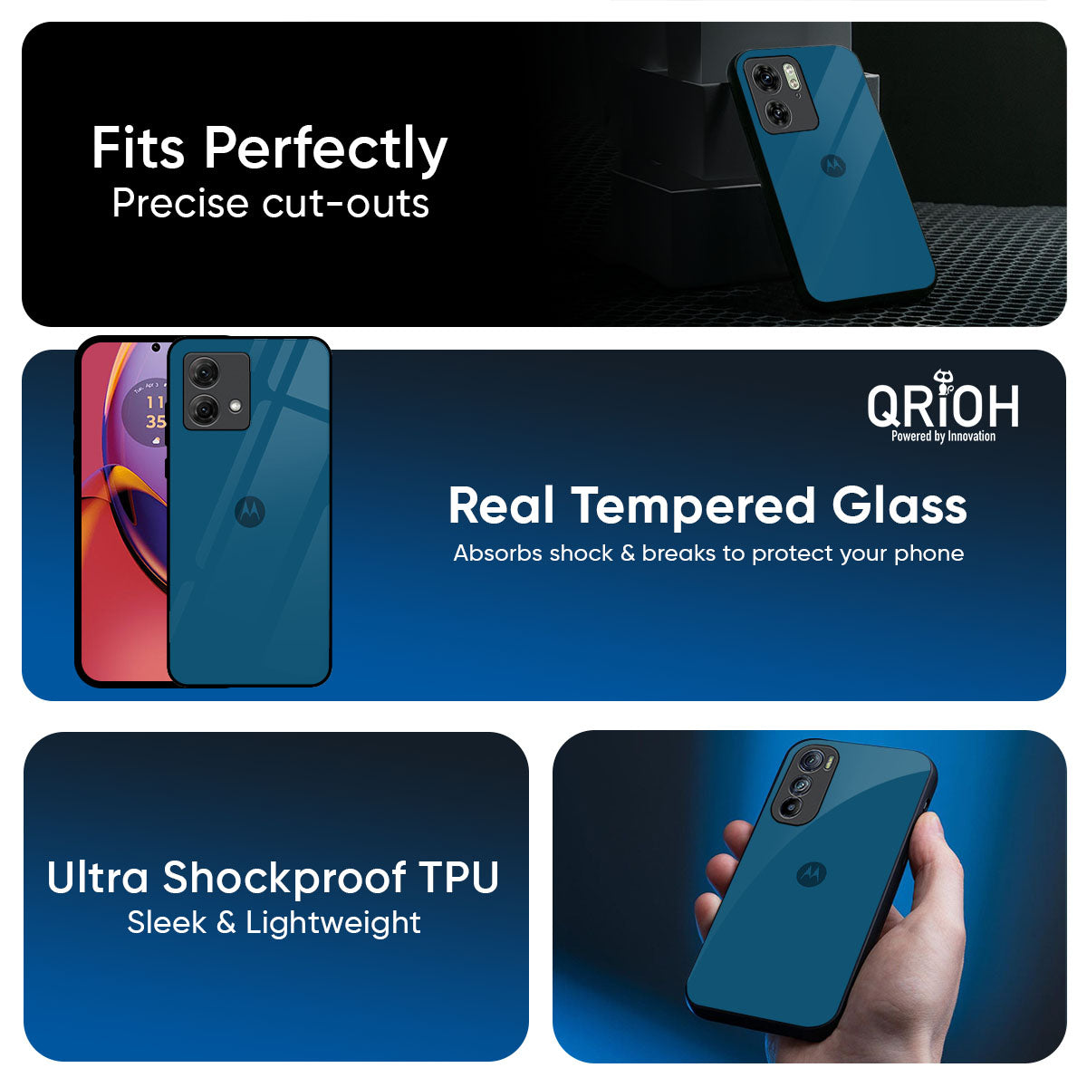 Cobalt Blue Glass Case for Motorola Edge 60 Pro