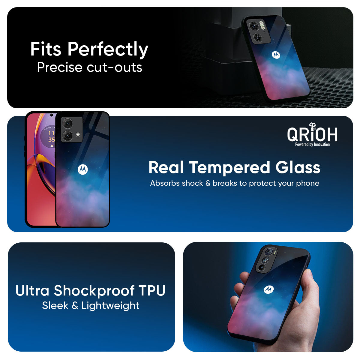Cloudy Galaxy Glass Case for Motorola Edge G67 Power