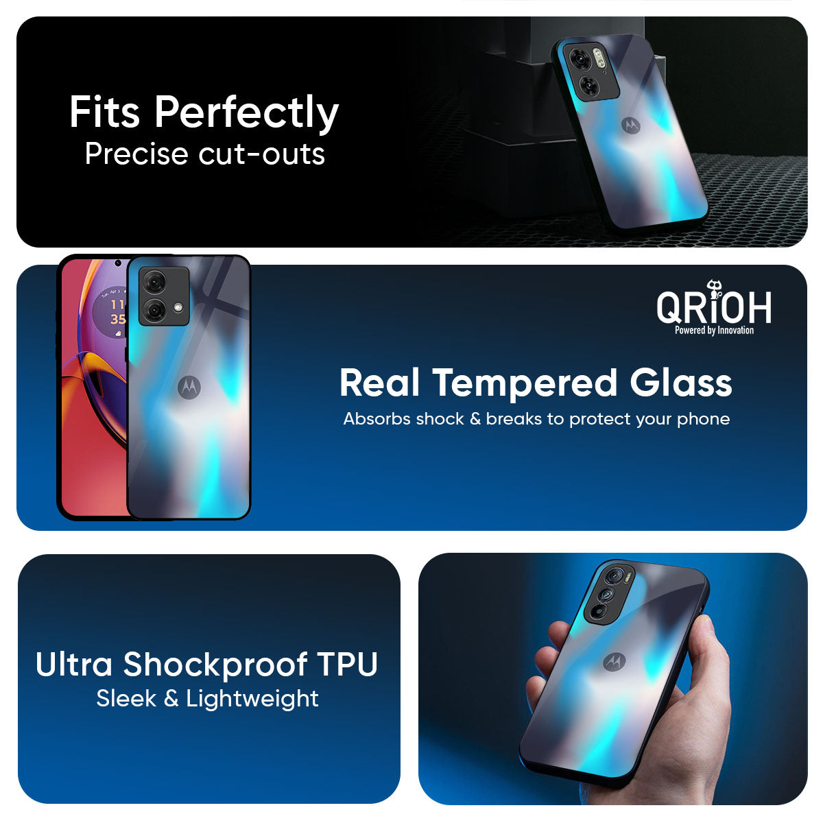 Blue Swan Shadow Glass Case for Motorola G05