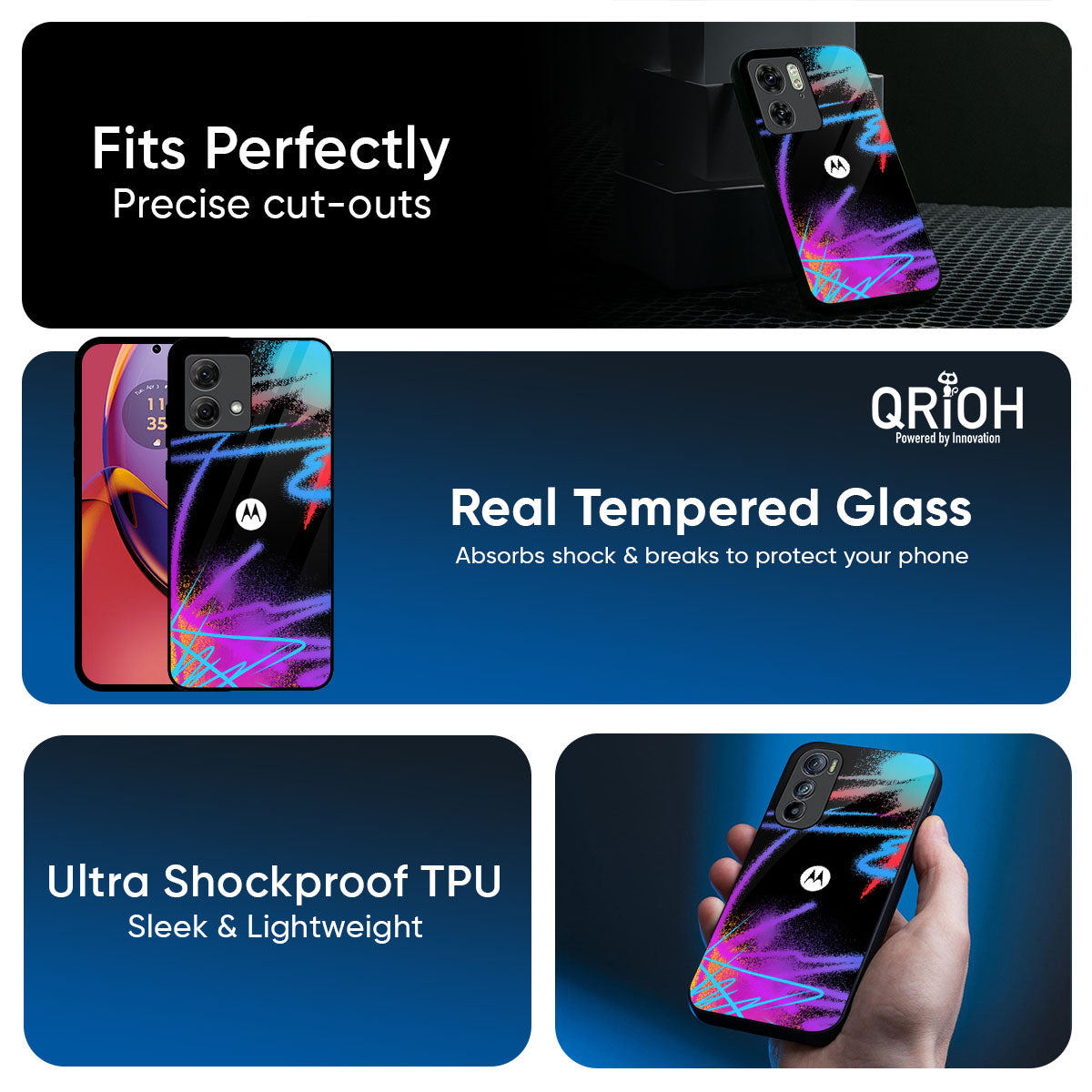Brushy Color Glass Case for Motorola Edge 60 Pro