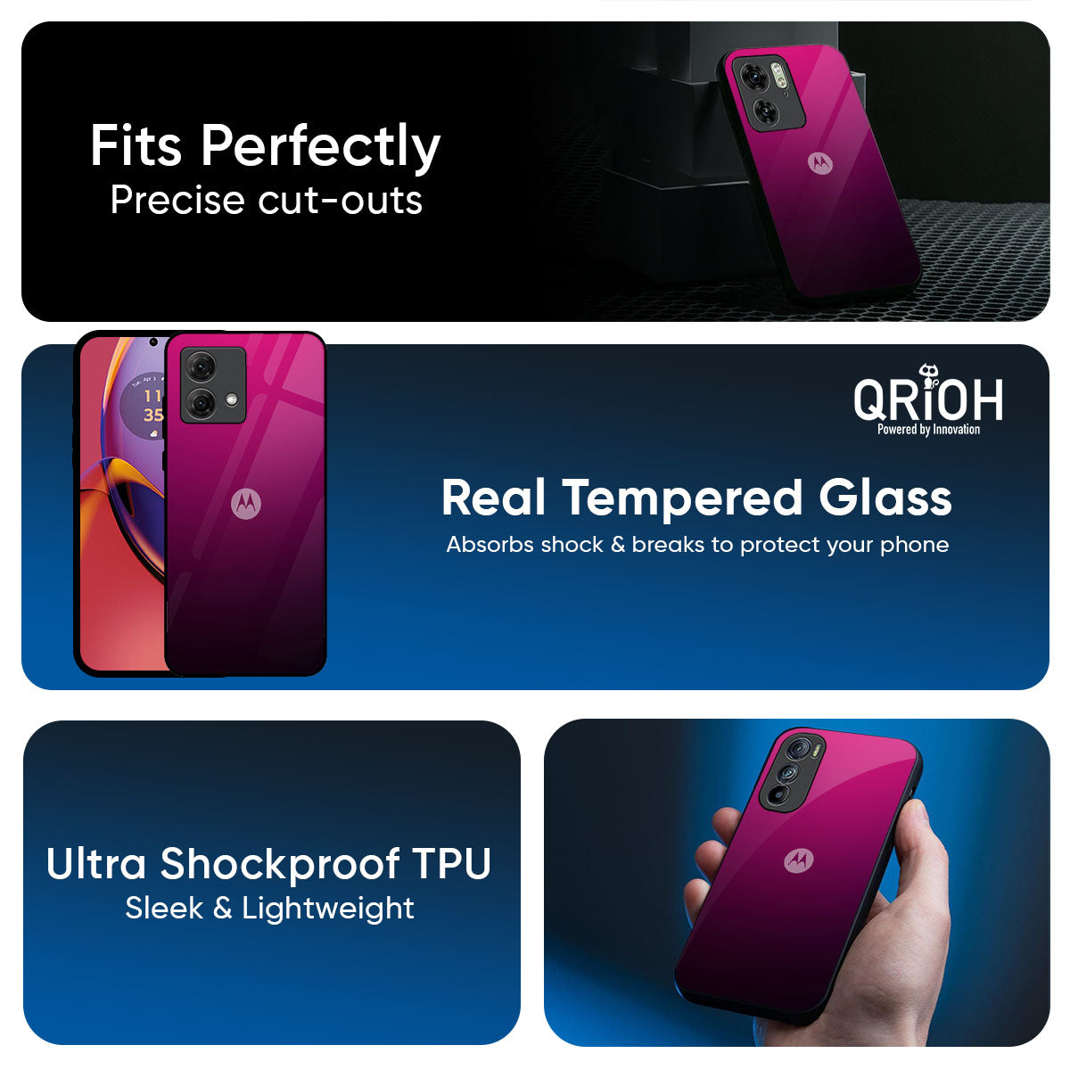 Purple Ombre Pattern Glass Case for Motorola G75 5G