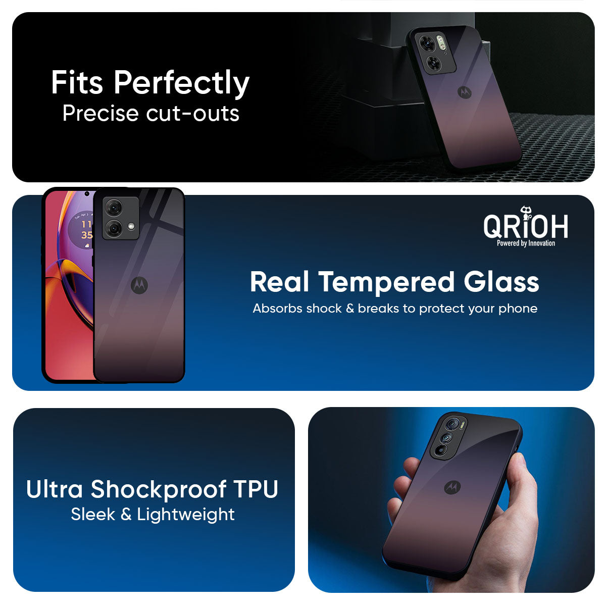 Grey Ombre Glass Case for Motorola Edge 60 Pro