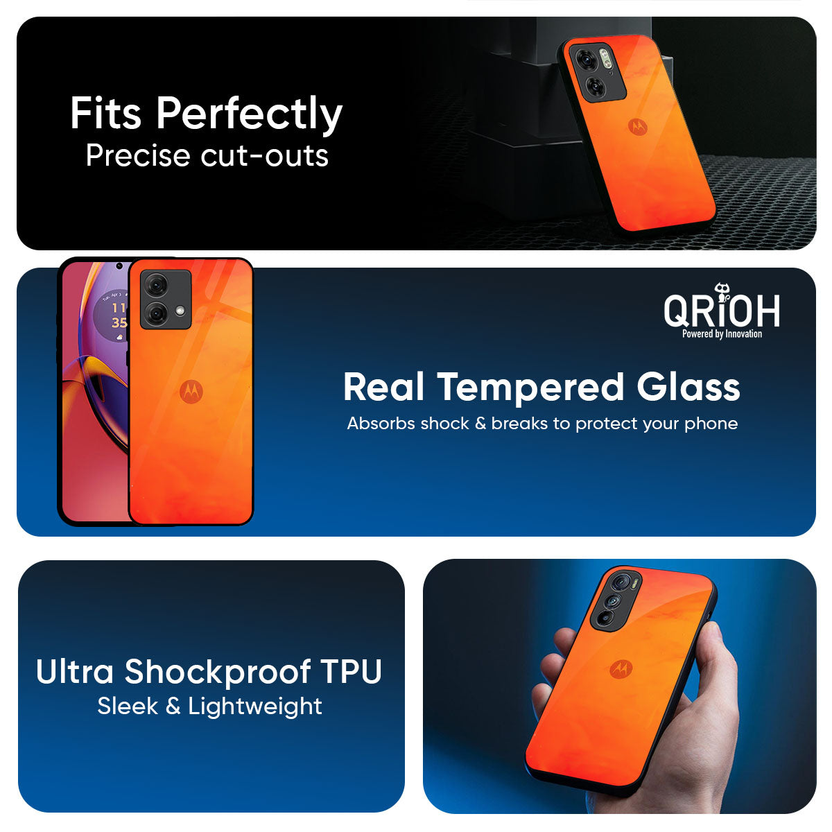 Tangy Orange Glass Case for Motorola Edge G57 Power