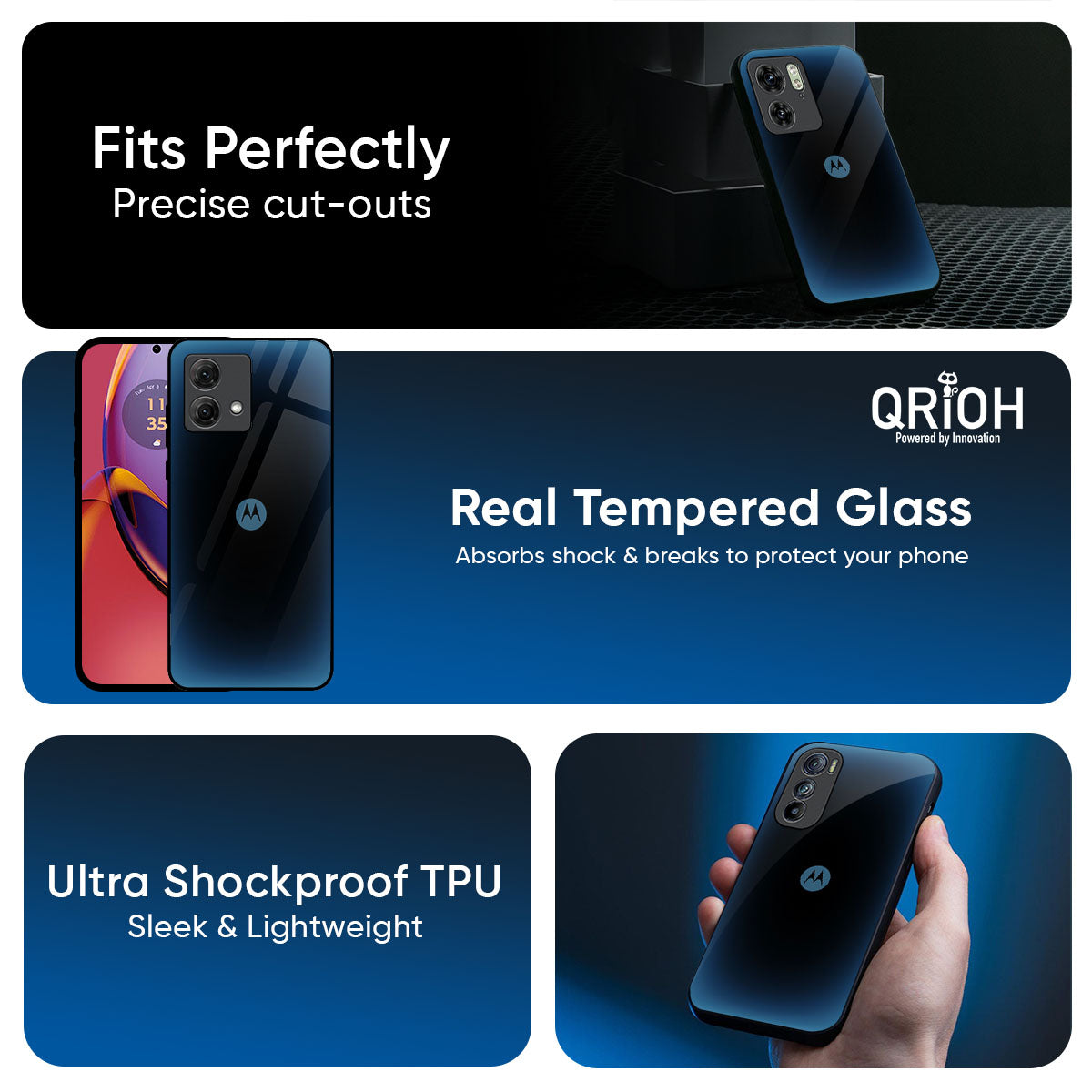 Blue Dynamic Glass Case for Motorola Edge G57 Power