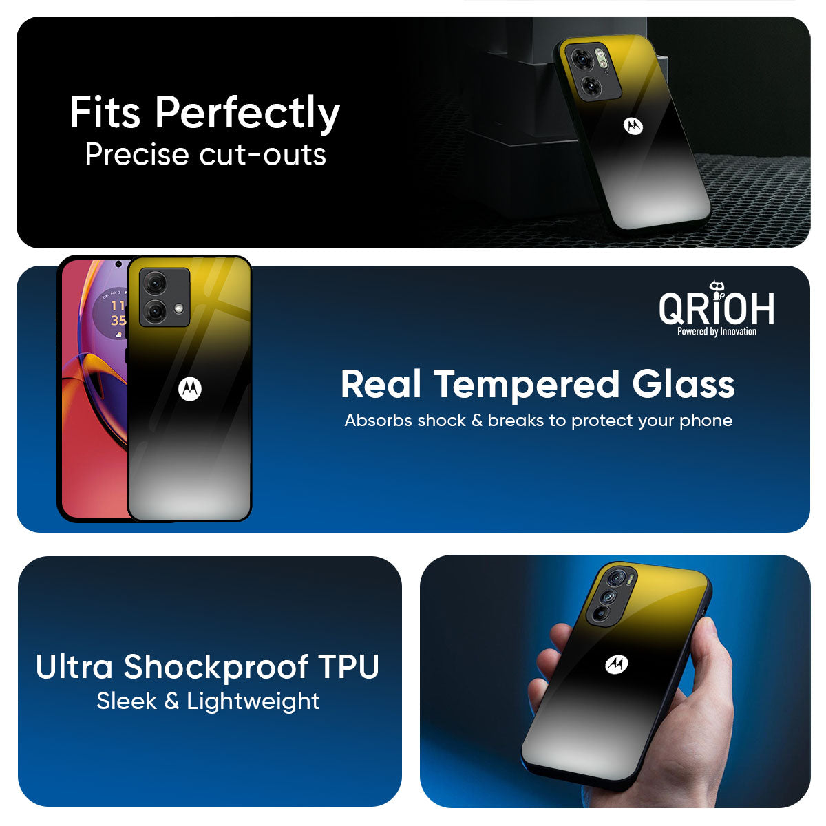 Yellow Shadow Glass Case for Motorola Edge 60 Pro