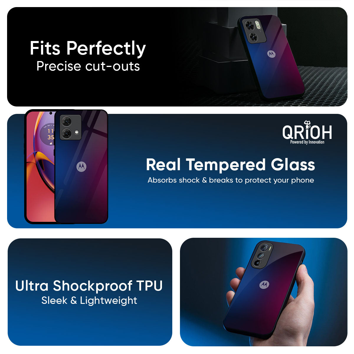 Mix Gradient Shade Glass Case For Motorola Edge G57 Power