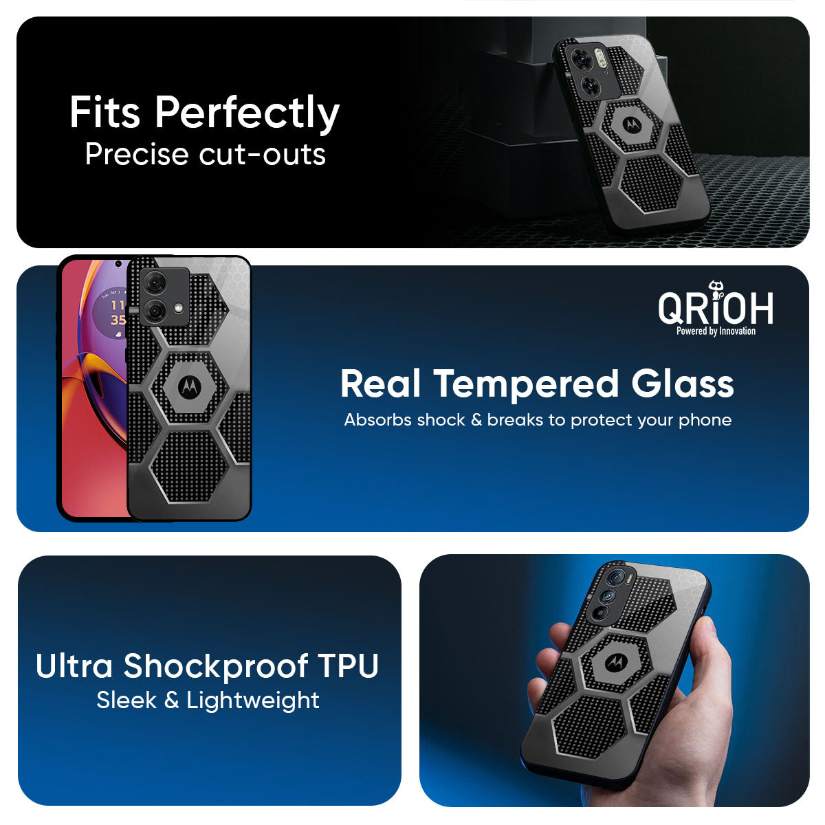 Hexagon Style Glass Case For Motorola Edge 70 Pro 5G