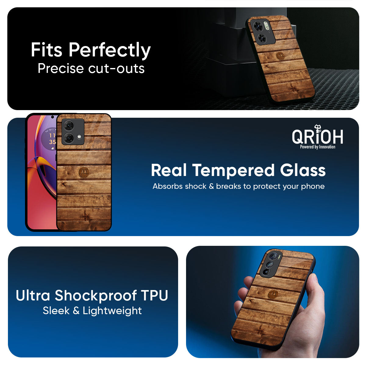 Wooden Planks Glass Case for Motorola Edge 70 5G
