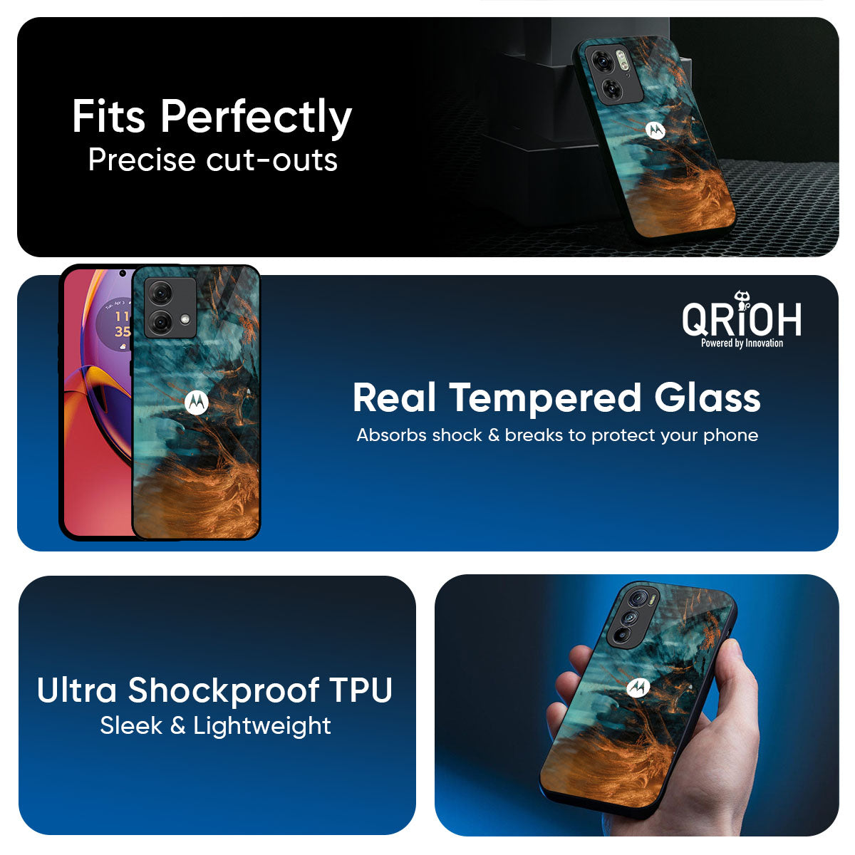 Golden Splash Glass Case for Motorola Edge 60 Pro