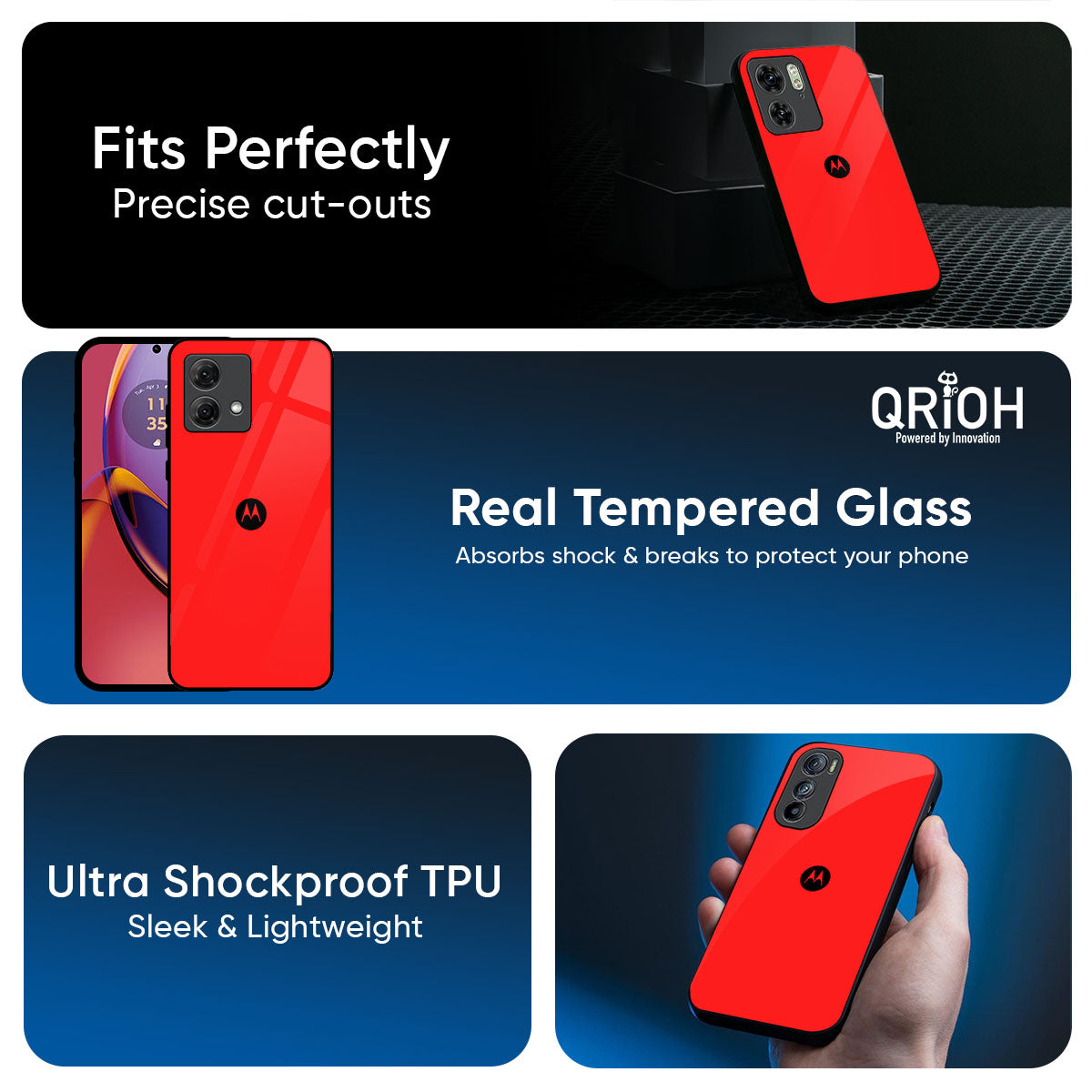 Blood Red Glass Case for Motorola Edge 60 Pro