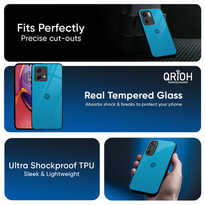 Blue Aqua Glass Case for Motorola Edge G57 Power