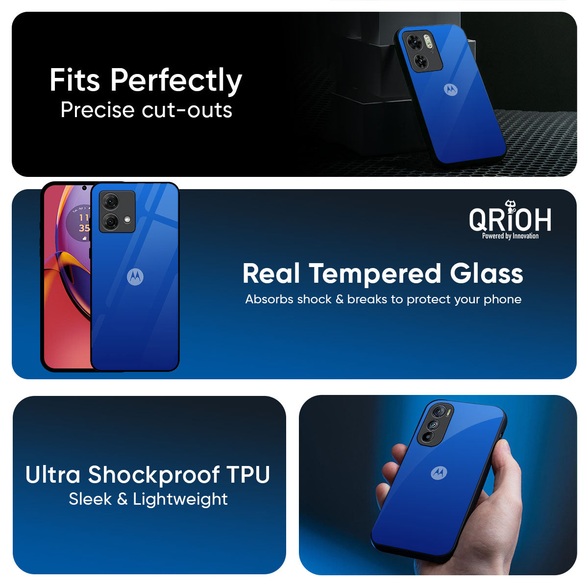 Egyptian Blue Glass Case for Motorola Edge G57 Power