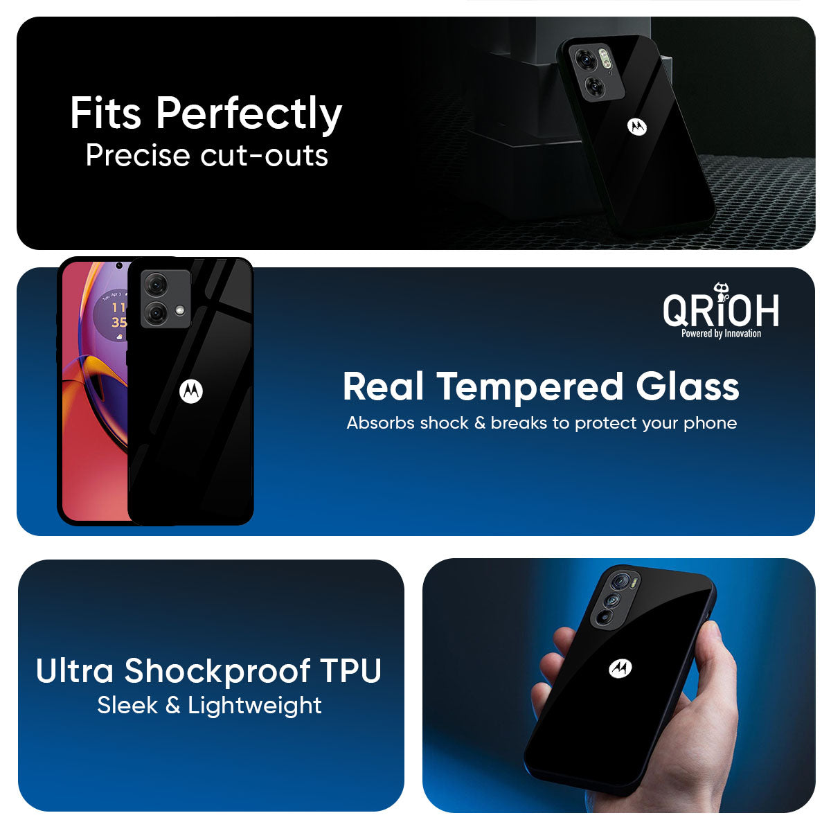 Jet Black Glass Case for Motorola Edge 70 Pro 5G