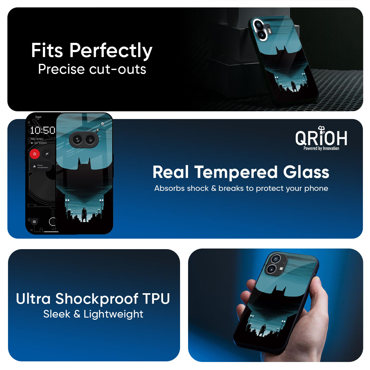 Cyan Bat Glass Case for Nothing Phone 4a Pro 5G