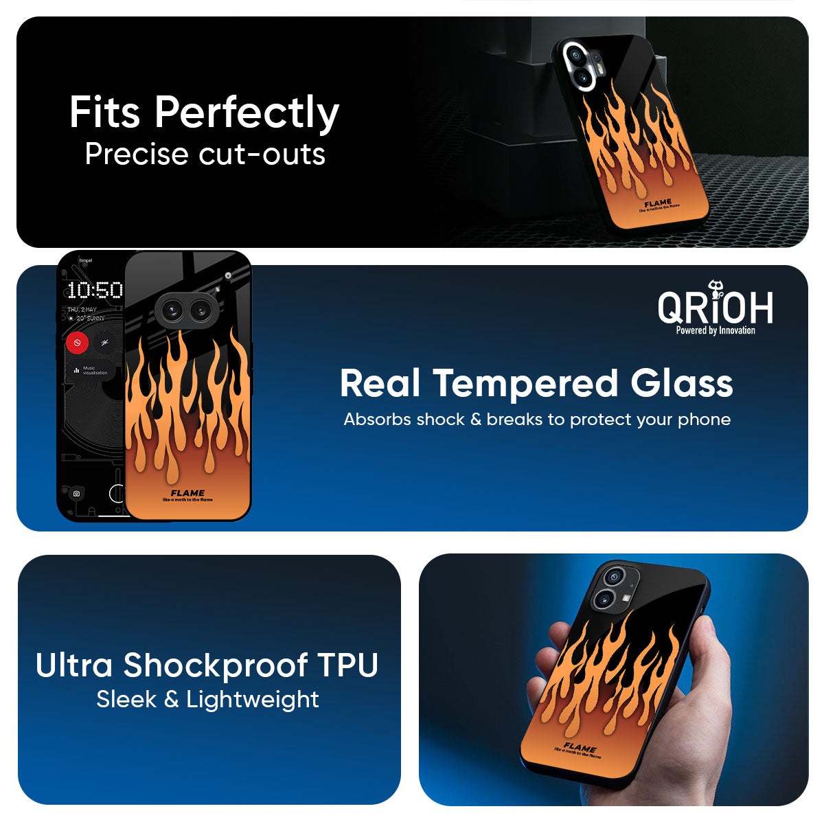 Fire Flame Glass Case for Nothing Phone 3a