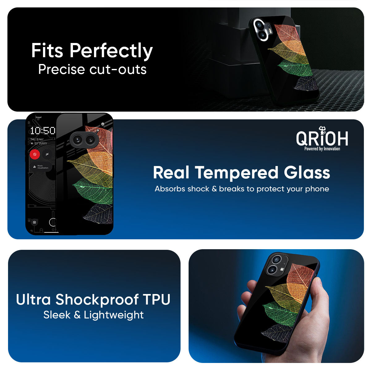 Colorful Leaves Glass Case for Nothing Phone 3a Pro